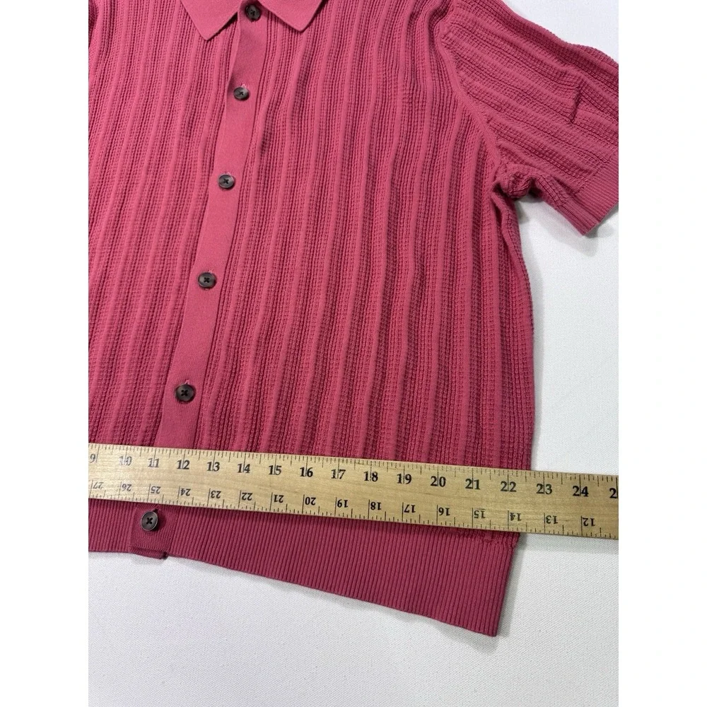 Banana Republic Men's 2XL Pink Short Sleeve Knit Button Shirt Preppy Coastal